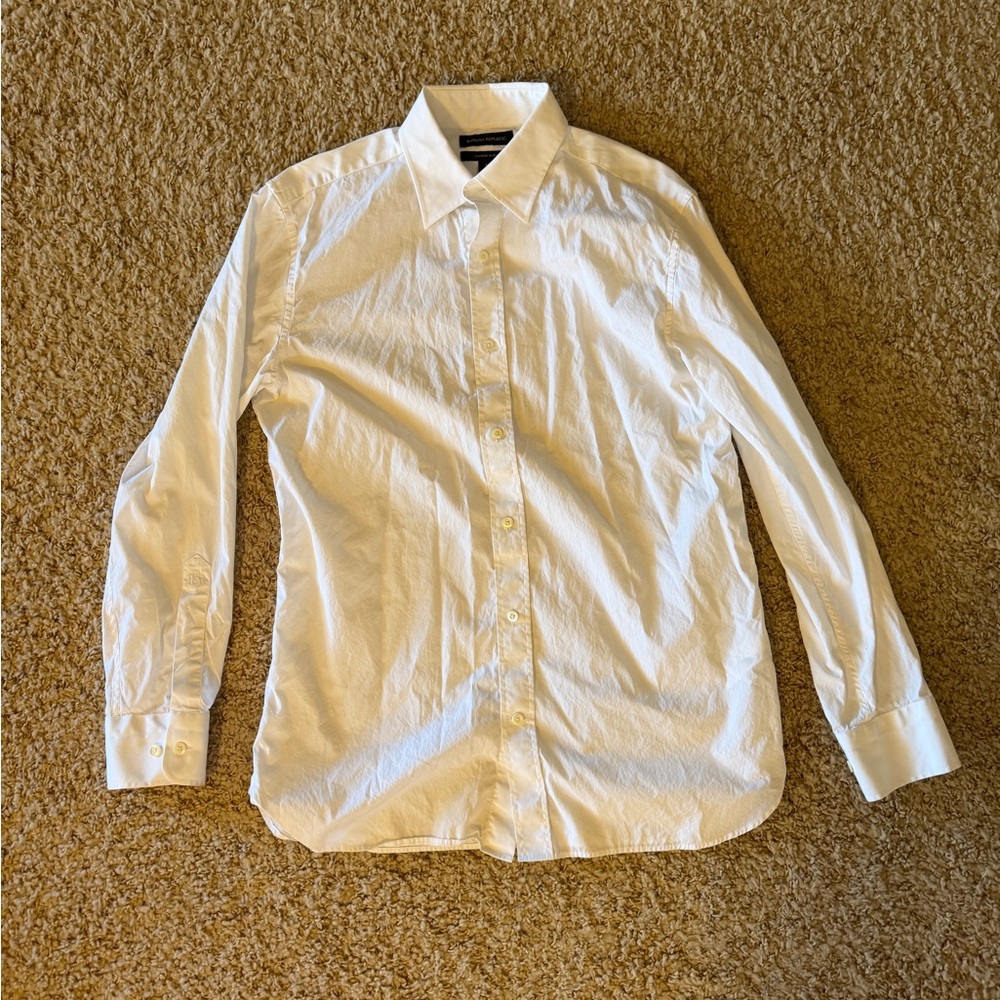 Banana Republic White Tailored Slim Fit Cotton Classic Button Down Shirt | M